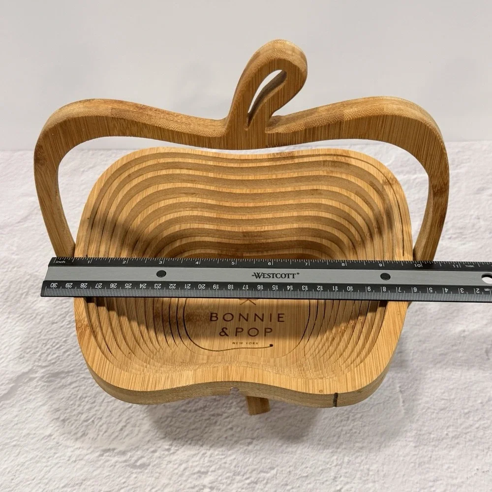 Bonnie & Pop New York Collapsible Wooden Apple Shaped Basket or Trivet